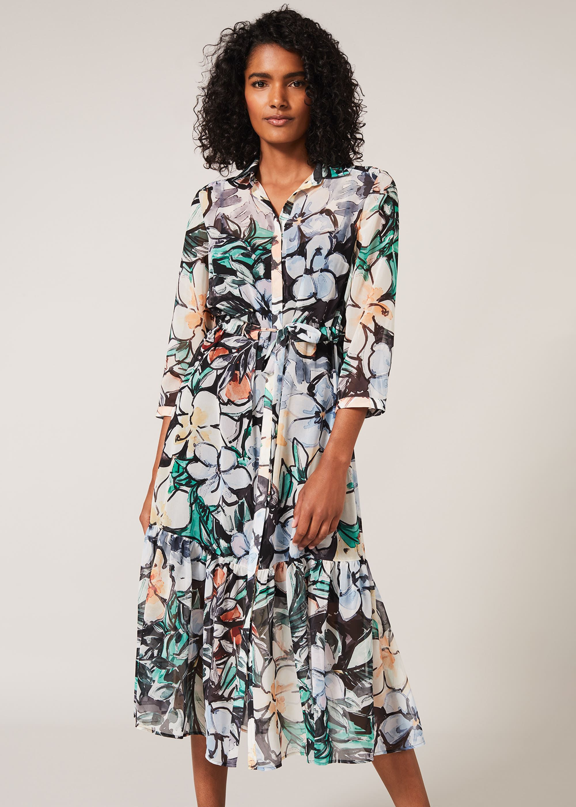 Kerria Floral Shirt Dress | Phase Eight